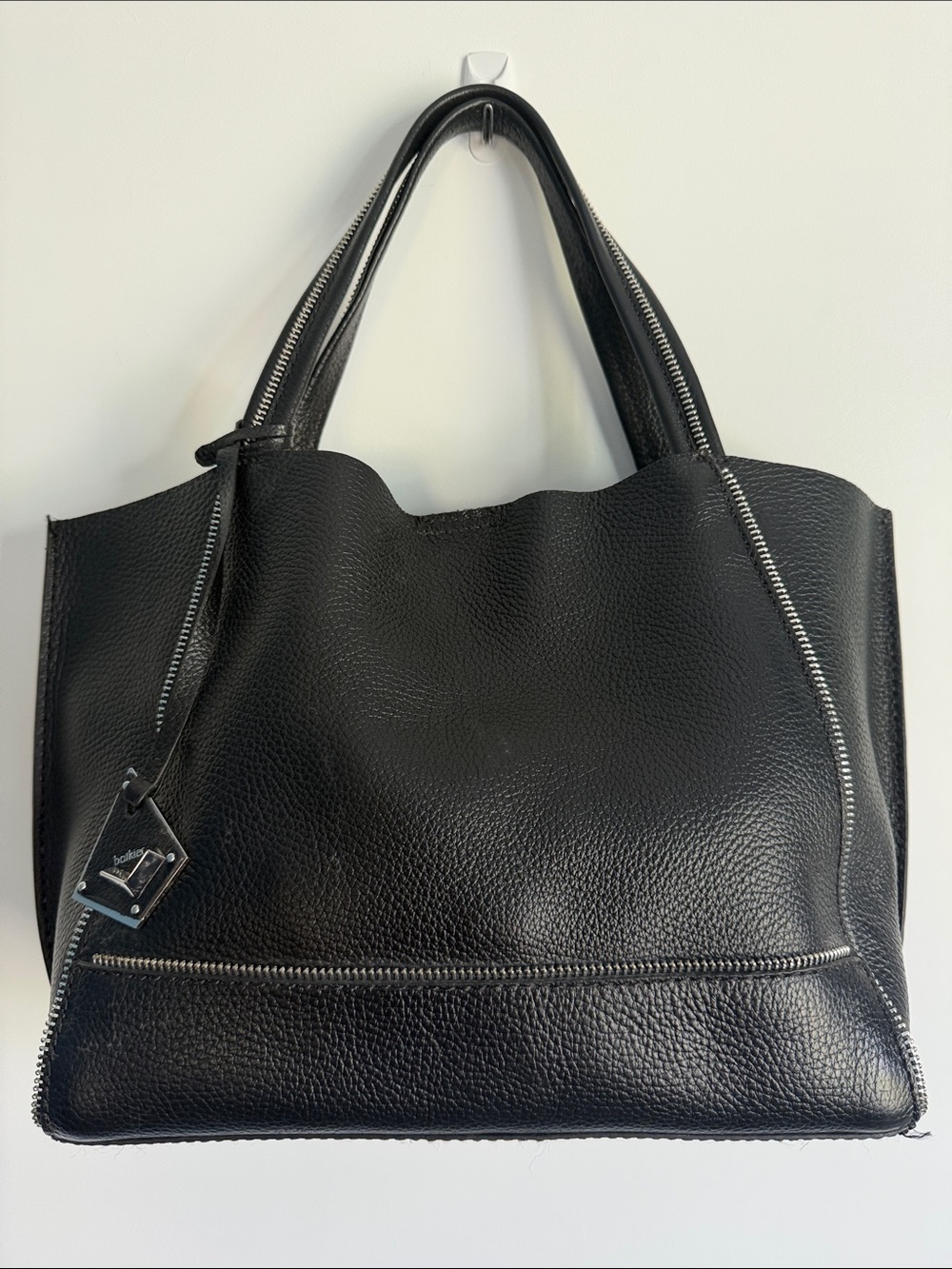 Botkier Black Pebbled Leather Tote with Silver Hardware